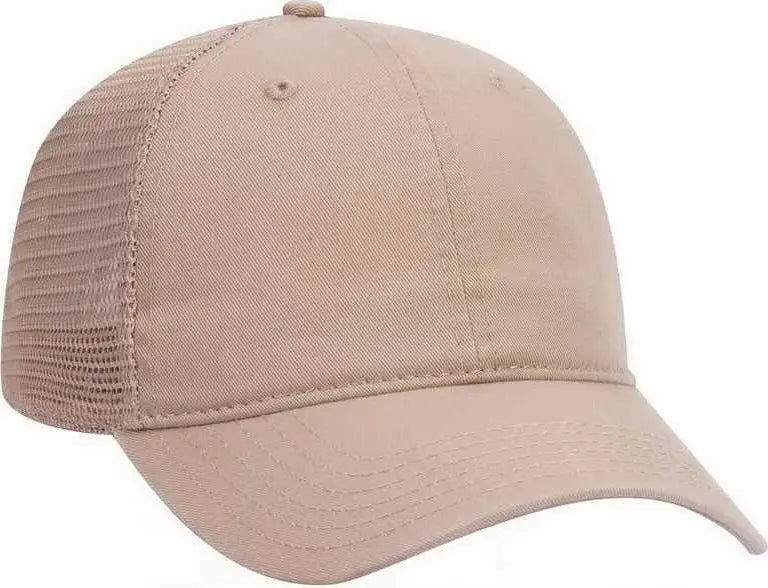 OTTO 121-858 Superior Garment Washed Cotton Twill Low Profile Pro Style Mesh Back Cap - Khaki - Khaki / One Size Fits