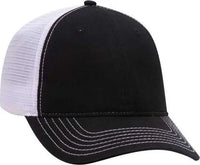 OTTO 121-858 Superior Garment Washed Cotton Twill Low Profile Pro Style Mesh Back Cap - Black Black White - Black White