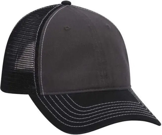 OTTO 121-858 Superior Garment Washed Cotton Twill Low Profile Pro Style Mesh Back Cap - Black Charcoal Black - Black