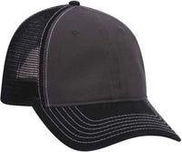 OTTO 121-858 Superior Garment Washed Cotton Twill Low Profile Pro Style Mesh Back Cap - Black Charcoal Black - Black
