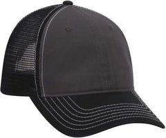OTTO 121-858 Superior Garment Washed Cotton Twill Low Profile Pro Style Mesh Back Cap - Black Charcoal Black - Black