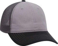 OTTO 121-858 Superior Garment Washed Cotton Twill Low Profile Pro Style Mesh Back Cap - Black Gray Charcoal - Black