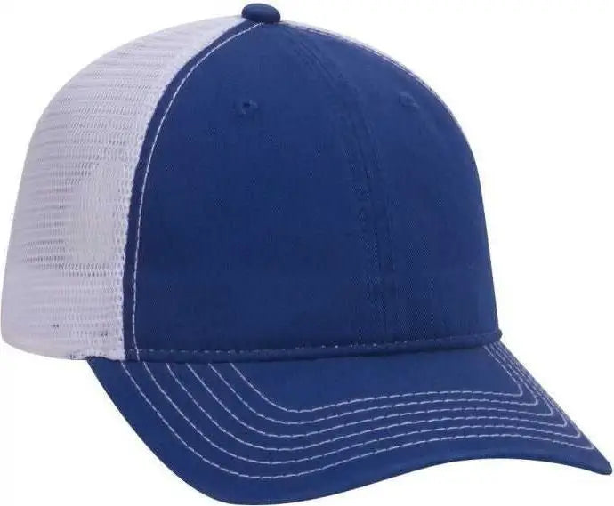 OTTO 121-858 Superior Garment Washed Cotton Twill Low Profile Pro Style Mesh Back Cap - Royal Royal White - Royal White