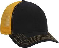OTTO 121-858 Superior Garment Washed Cotton Twill Low Profile Pro Style Mesh Back Cap - Black Black Gold - Black Gold