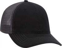 OTTO 121-858 Superior Garment Washed Cotton Twill Low Profile Pro Style Mesh Back Cap - Black Black Charcoal - Black