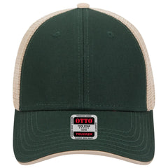 OTTO 122-945 6 Panel Low Profile Mesh Back Trucker Cap - Dk.Grn/Dk.Grn/Kha - Dk.Grn/Dk.Grn/Kha / 6 1/2’’ - 7 5/8’’