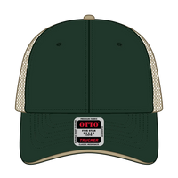 OTTO 122-945 6 Panel Low Profile Mesh Back Trucker Cap - Dk.Grn/Dk.Grn/Kha - Dk.Grn/Dk.Grn/Kha / 6 1/2’’ - 7 5/8’’