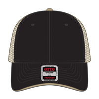 OTTO 122-945 6 Panel Low Profile Mesh Back Trucker Cap - Blk/Blk/Kha - Blk/Blk/Kha / 6 1/2’’ - 7 5/8’’