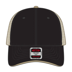 OTTO 122-945 6 Panel Low Profile Mesh Back Trucker Cap - Blk/Blk/Kha - Blk/Blk/Kha / 6 1/2’’ - 7 5/8’’