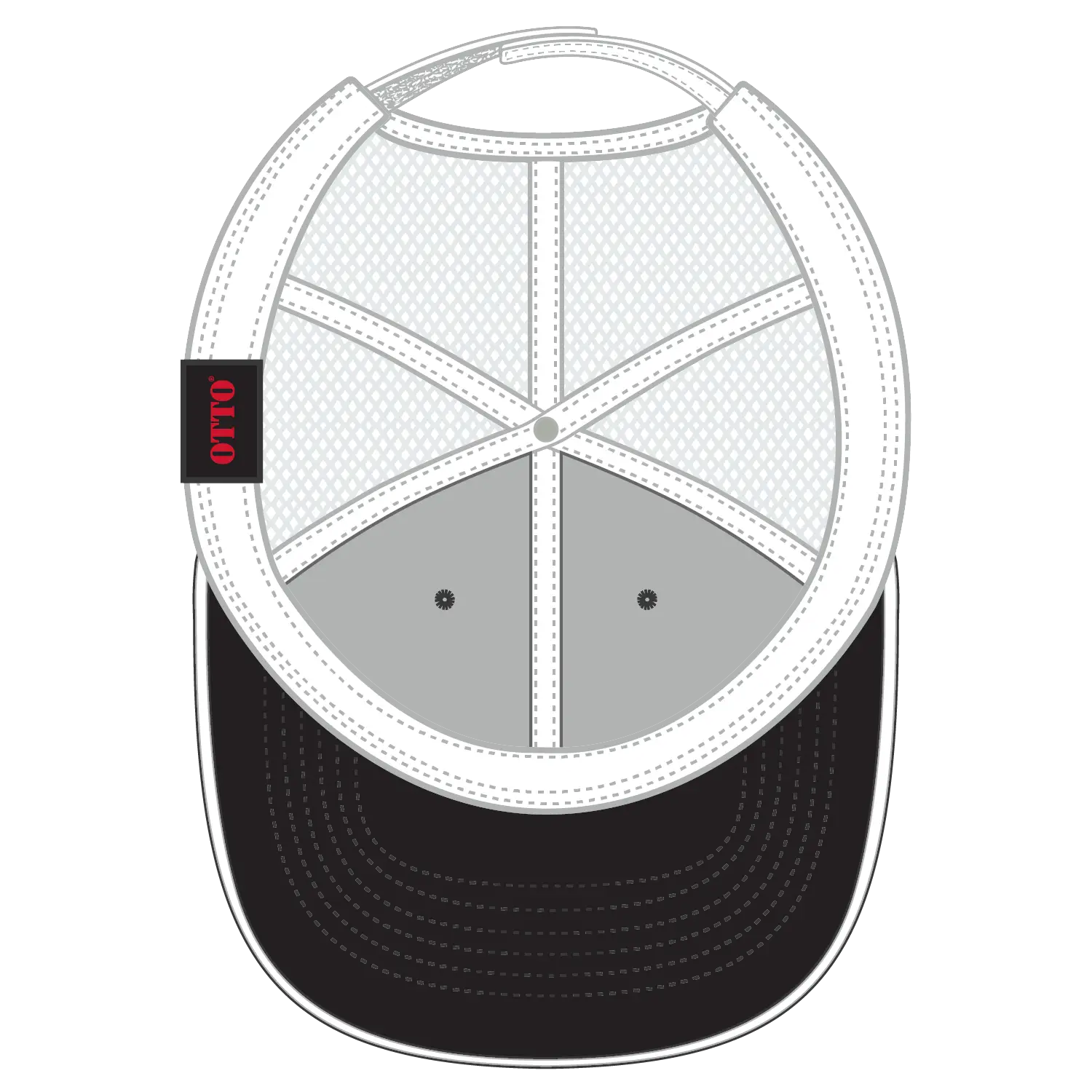 OTTO 122-945 6 Panel Low Profile Mesh Back Trucker Cap - Blk/Blk/Wht - Blk/Blk/Wht / 6 1/2’’ - 7 5/8’’