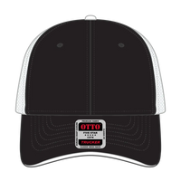OTTO 122-945 6 Panel Low Profile Mesh Back Trucker Cap - Blk/Blk/Wht - Blk/Blk/Wht / 6 1/2’’ - 7 5/8’’