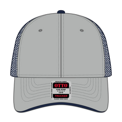 OTTO 122-945 6 Panel Low Profile Mesh Back Trucker Cap - Gry/Gry/Nvy - Gry/Gry/Nvy / 6 1/2’’ - 7 5/8’’