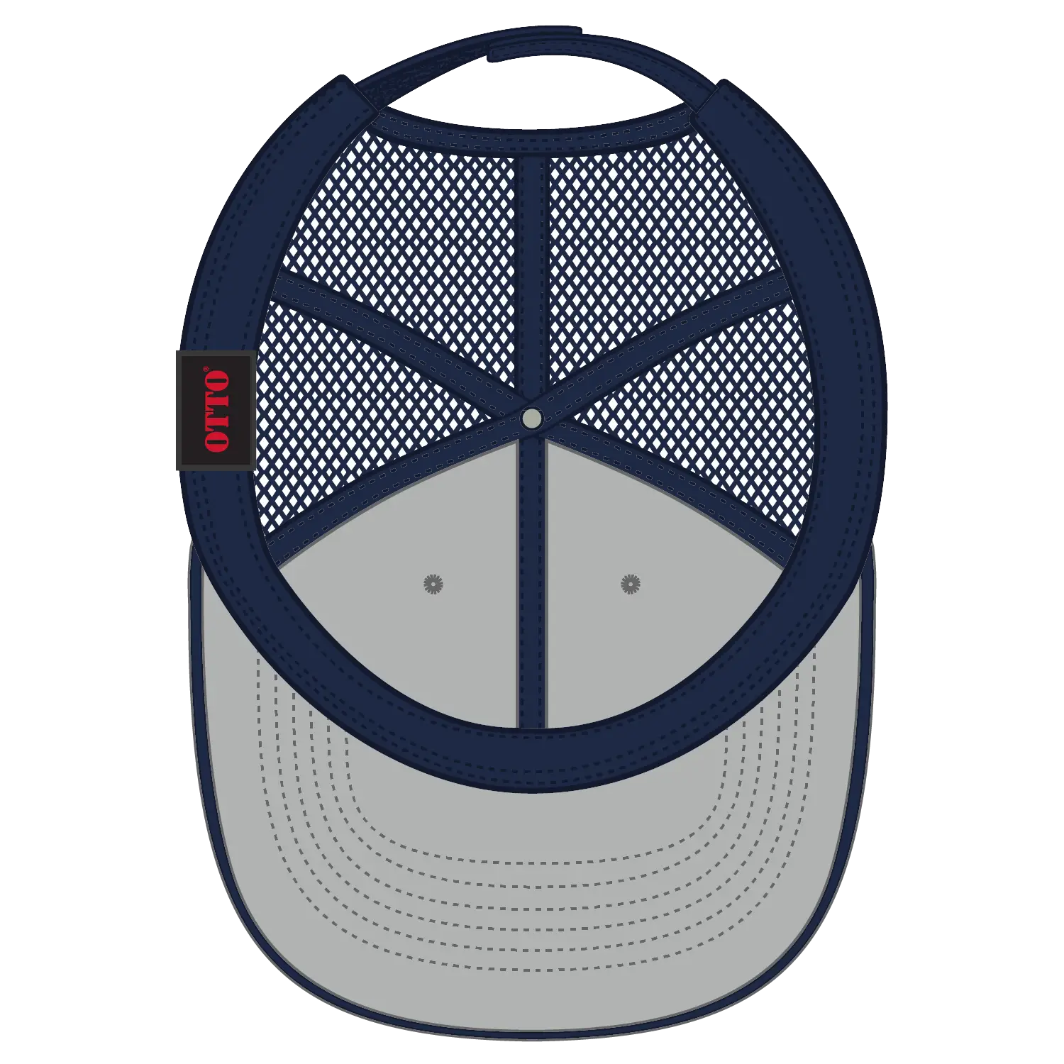 OTTO 122-945 6 Panel Low Profile Mesh Back Trucker Cap - Gry/Gry/Nvy - Gry/Gry/Nvy / 6 1/2’’ - 7 5/8’’