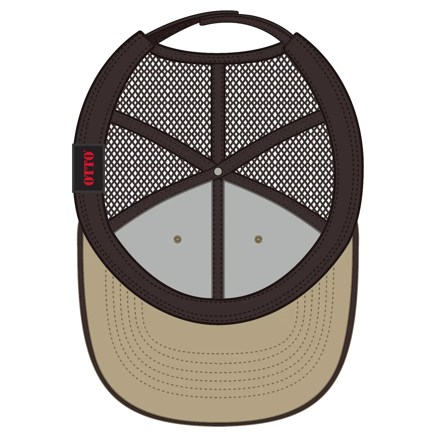 OTTO 122-945 6 Panel Low Profile Mesh Back Trucker Cap - Kha/Kha/Dk.Brn - Kha/Kha/Dk.Brn / 6 1/2’’ - 7 5/8’’