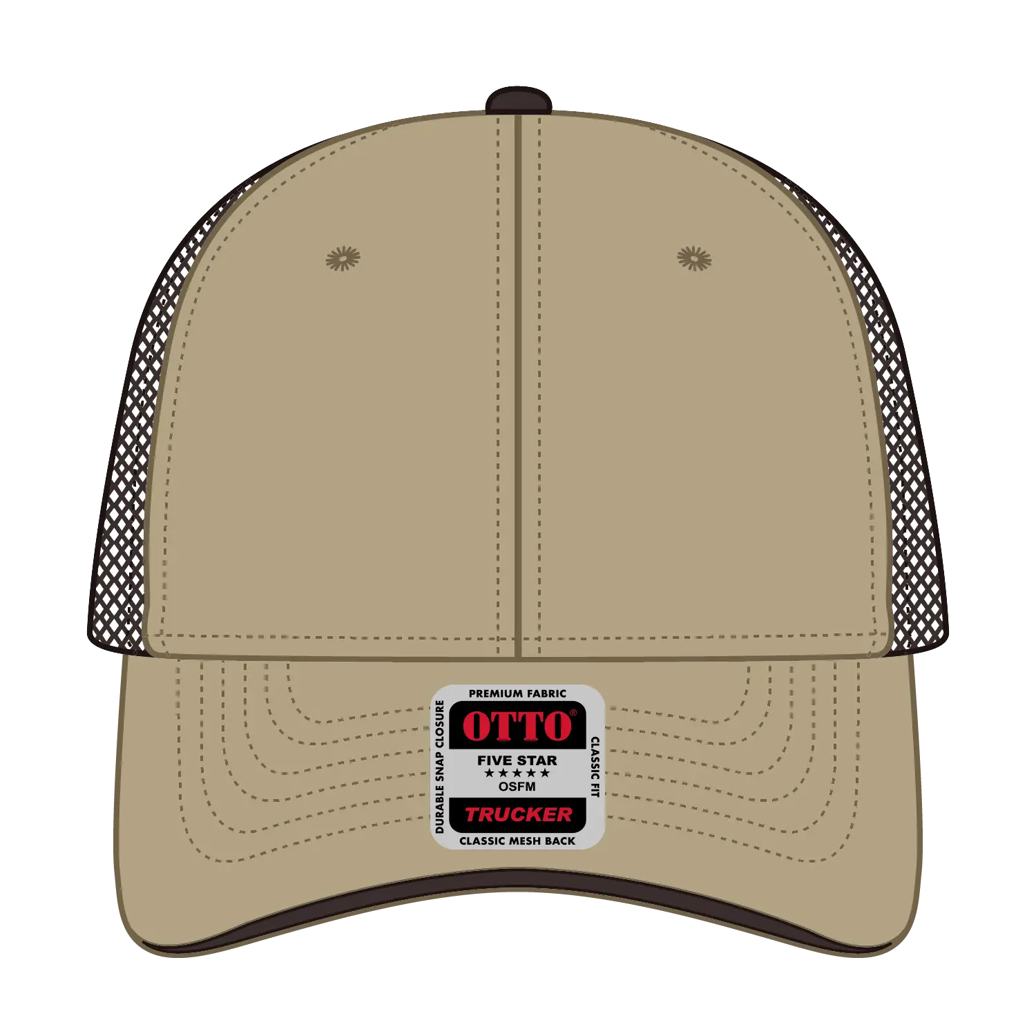OTTO 122-945 6 Panel Low Profile Mesh Back Trucker Cap - Kha/Kha/Dk.Brn - Kha/Kha/Dk.Brn / 6 1/2’’ - 7 5/8’’