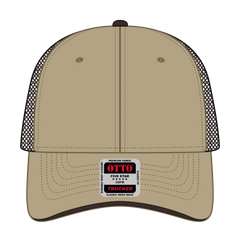 OTTO 122-945 6 Panel Low Profile Mesh Back Trucker Cap - Kha/Kha/Dk.Brn - Kha/Kha/Dk.Brn / 6 1/2’’ - 7 5/8’’
