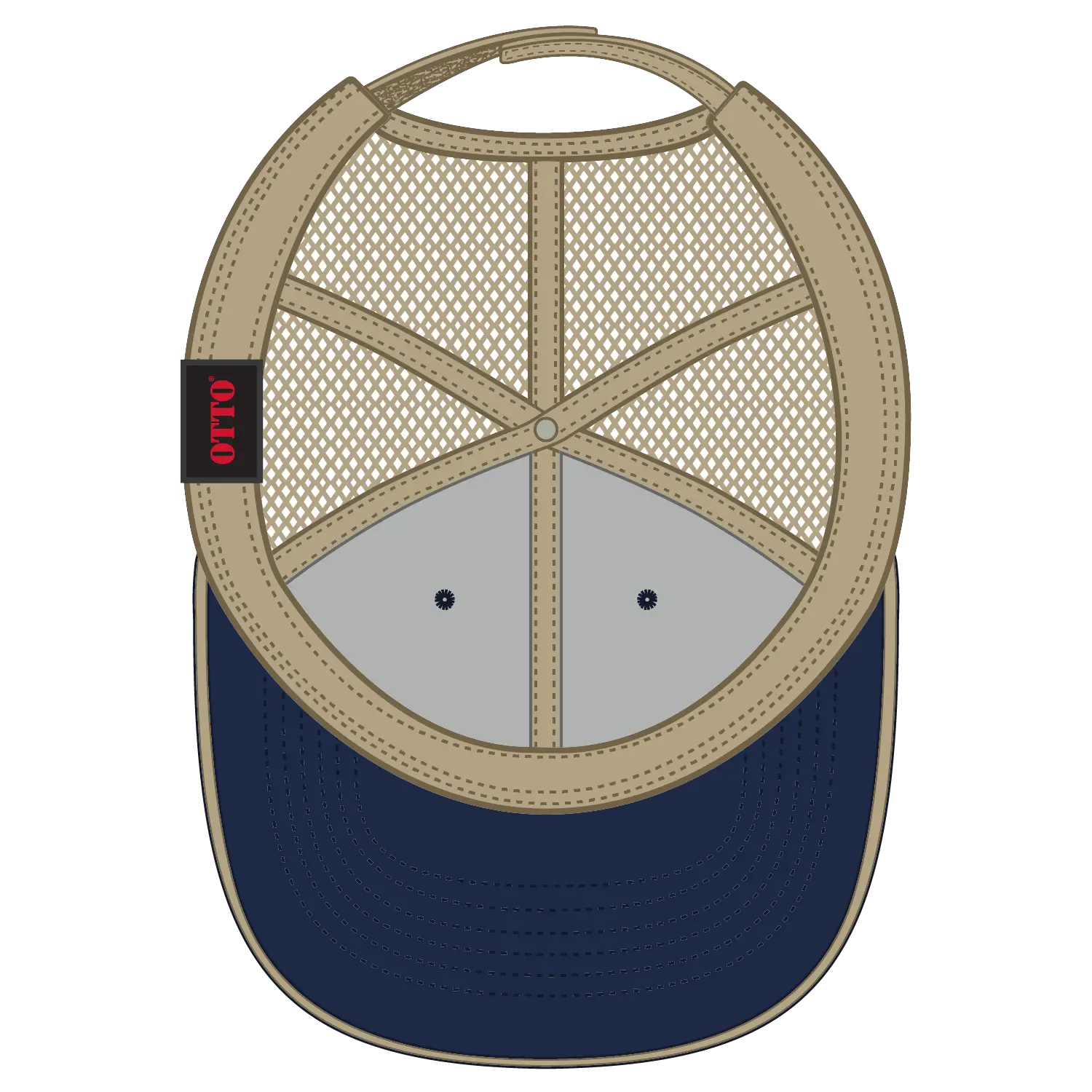 OTTO 122-945 6 Panel Low Profile Mesh Back Trucker Cap - Nvy/Nvy/Kha - Nvy/Nvy/Kha / 6 1/2’’ - 7 5/8’’