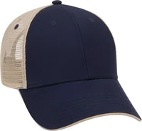 OTTO 122-945 Superior Cotton Twill Flipped Edge Visor Low Profile Pro Style Mesh Back Cap - Navy Navy Khaki - Navy