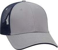 OTTO 122-945 Superior Cotton Twill Flipped Edge Visor Low Profile Pro Style Mesh Back Cap - Gray Gray Navy - Gray Navy