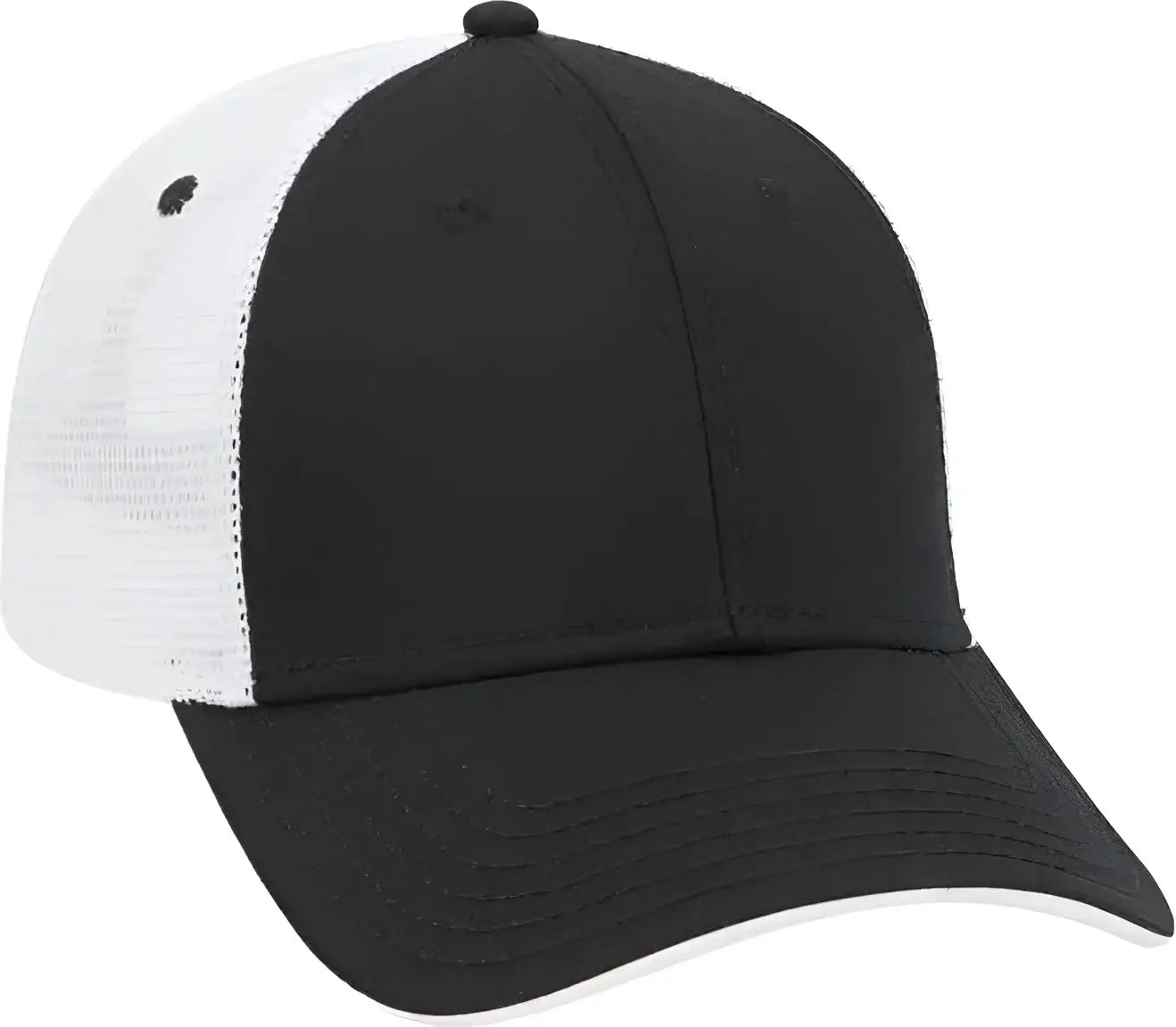 OTTO 122 945 Superior Cotton Twill Flipped Edge Visor Low Profile Pro Style Mesh Back Cap Black Black White Black White