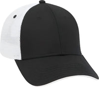OTTO 122 945 Superior Cotton Twill Flipped Edge Visor Low Profile Pro Style Mesh Back Cap Black Black White Black White