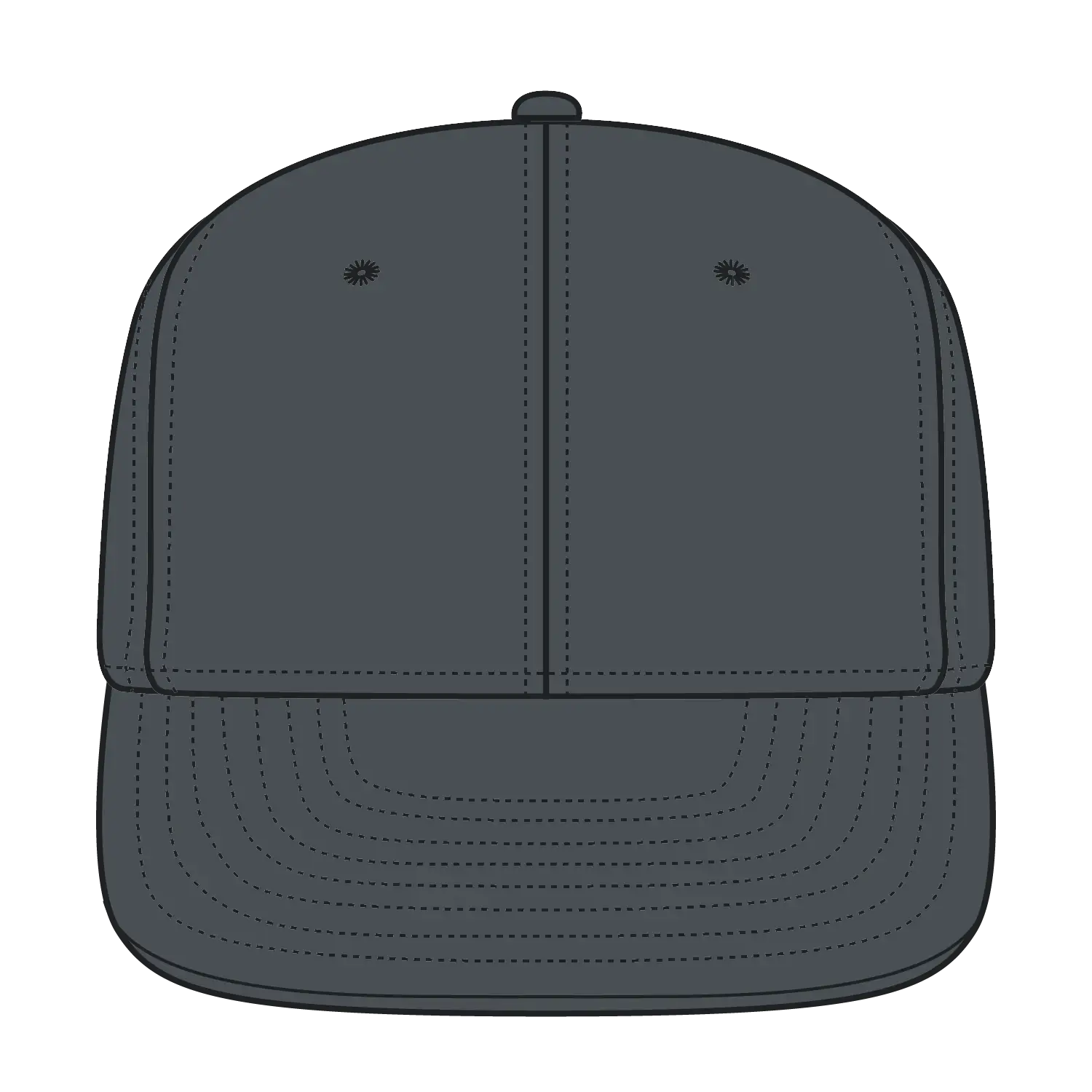 OTTO 123-969 ’OTTO Fit’ 6 Panel Mid Profile Flat Visor Baseball Cap - Char. Gray - Char. Gray / 6 7/8’’