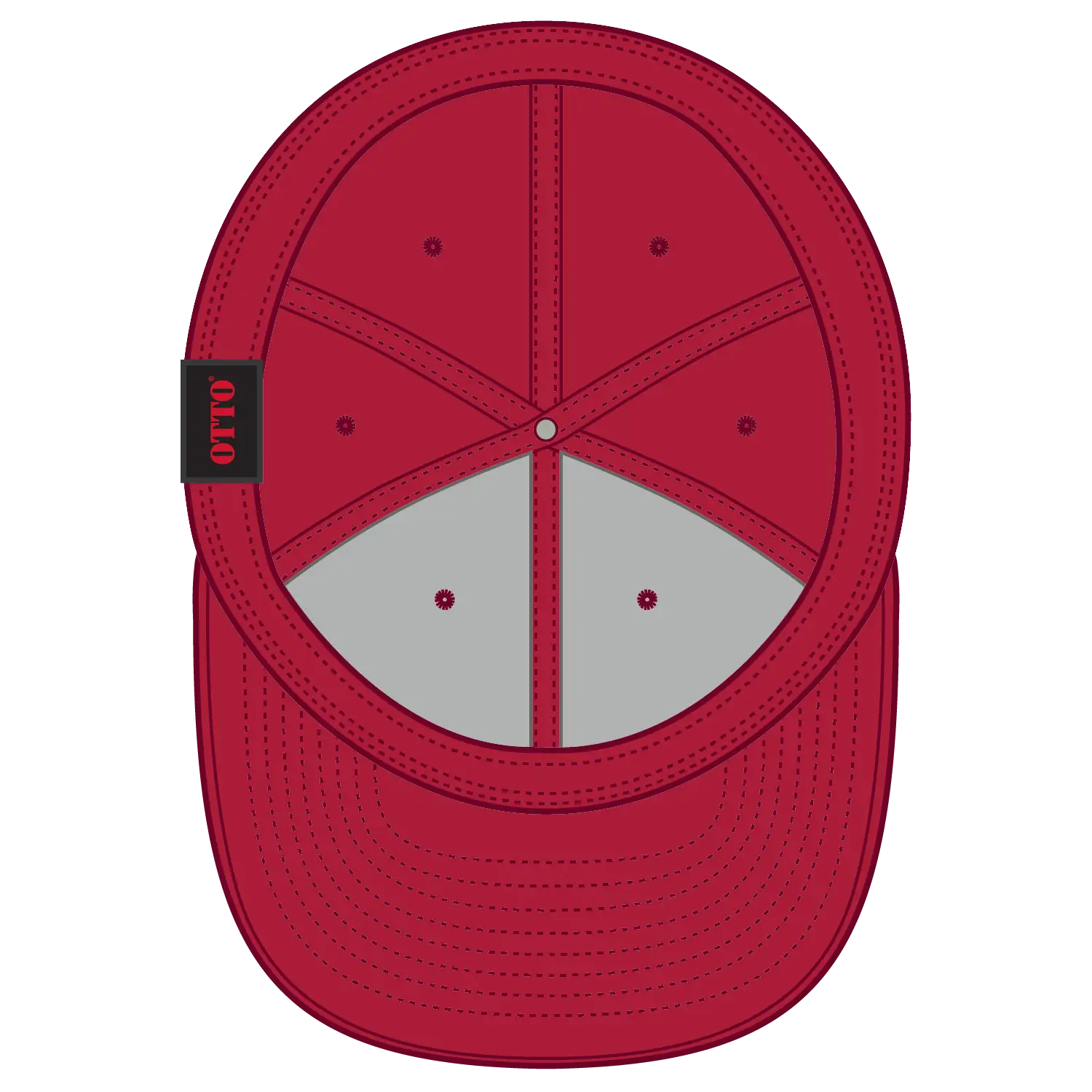 OTTO 123-969 ’OTTO Fit’ 6 Panel Mid Profile Flat Visor Baseball Cap - Red