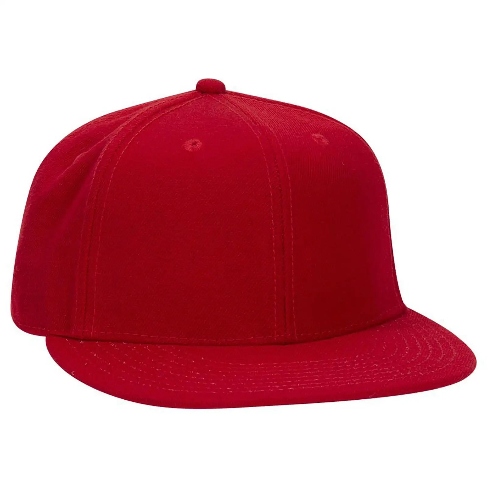 OTTO 123-969 ’OTTO Fit’ 6 Panel Mid Profile Flat Visor Baseball Cap - Red