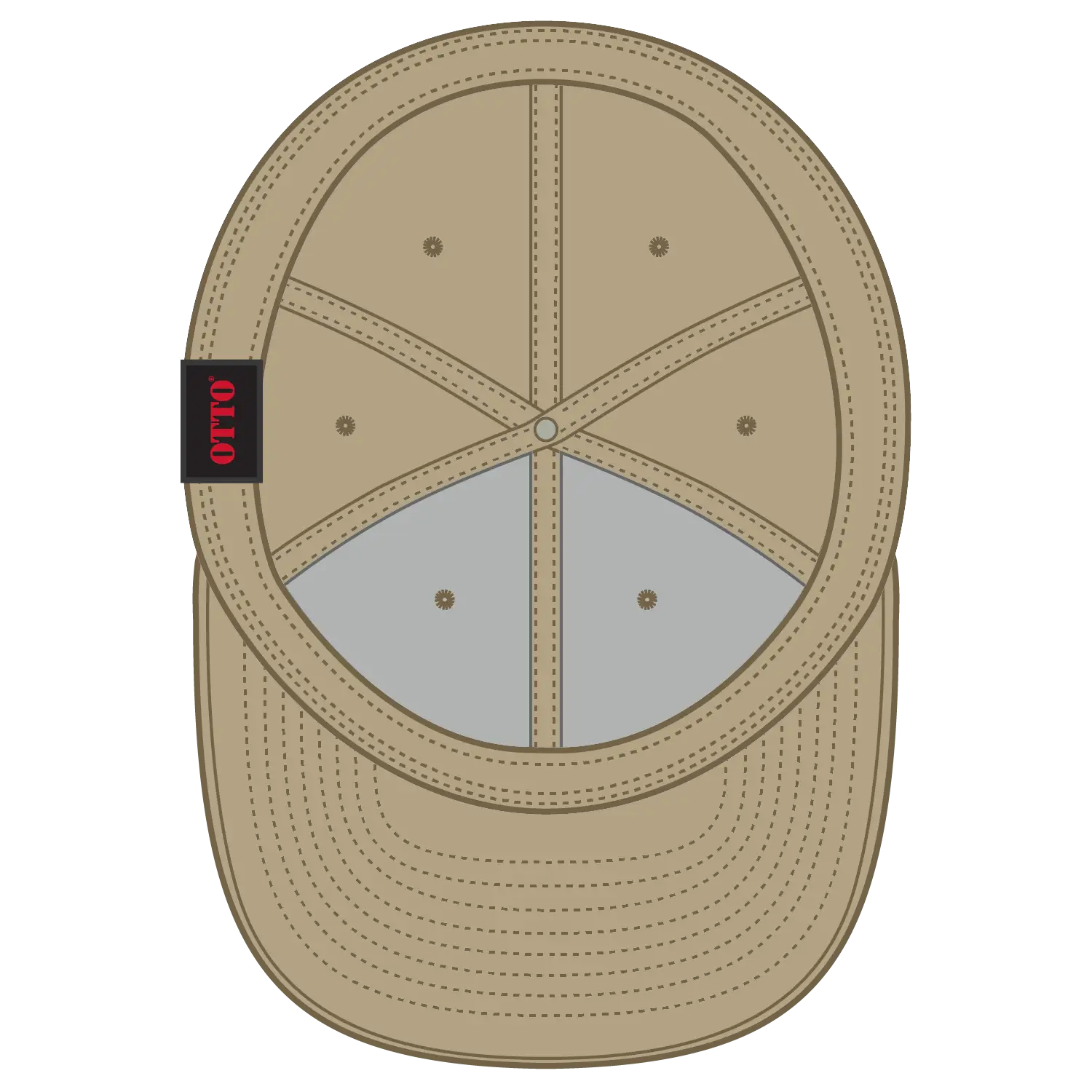 OTTO 123-969 ’OTTO Fit’ 6 Panel Mid Profile Flat Visor Baseball Cap - Khaki