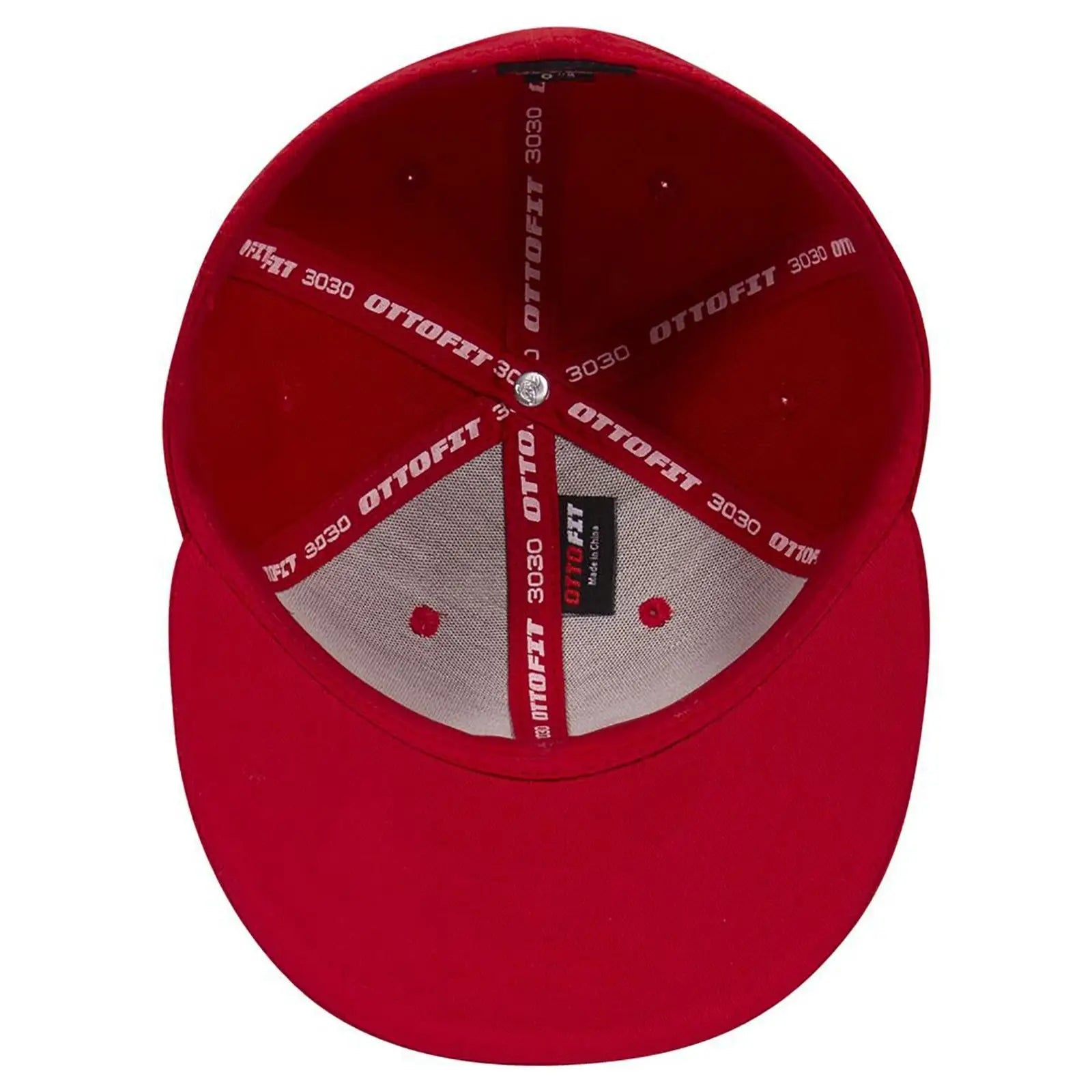 OTTO 123-969 ’OTTO Fit’ 6 Panel Mid Profile Flat Visor Baseball Cap - Red