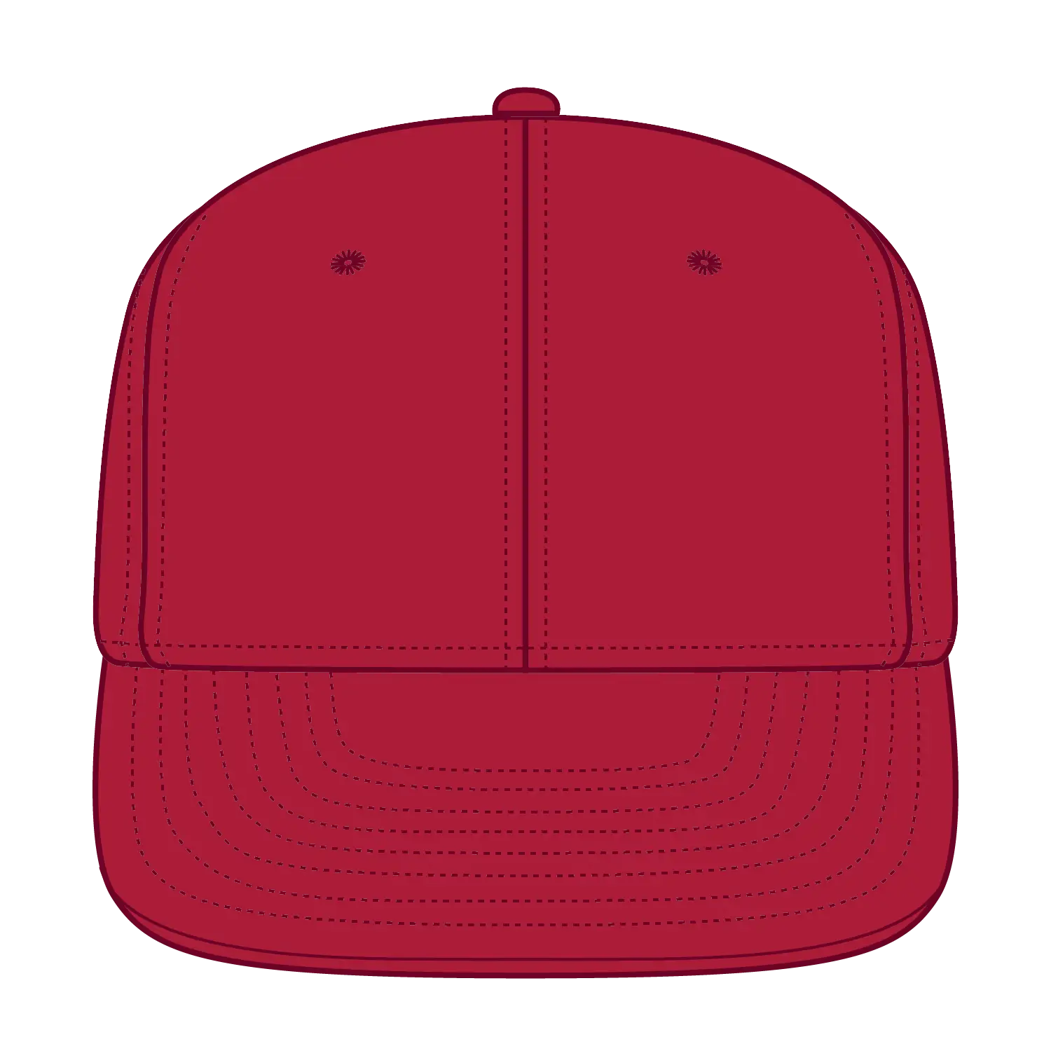 OTTO 123-969 ’OTTO Fit’ 6 Panel Mid Profile Flat Visor Baseball Cap - Red - Red / 6 7/8’’