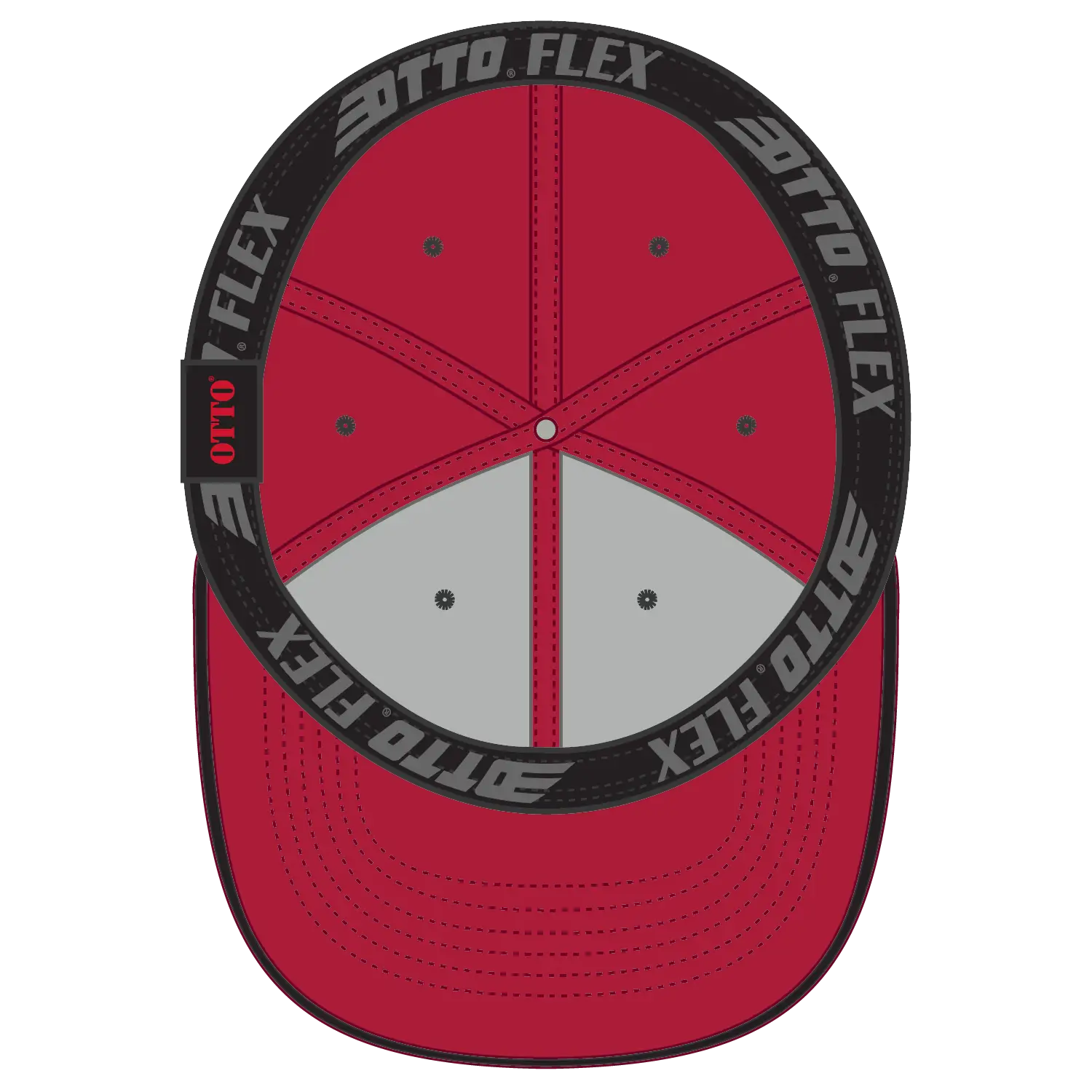 OTTO 124-1159 ’OTTO Flex’ Fitted 6 Panel Low Profile Baseball Cap - Red/Blk - Red/Blk / 7’’ - 7 1/4’’