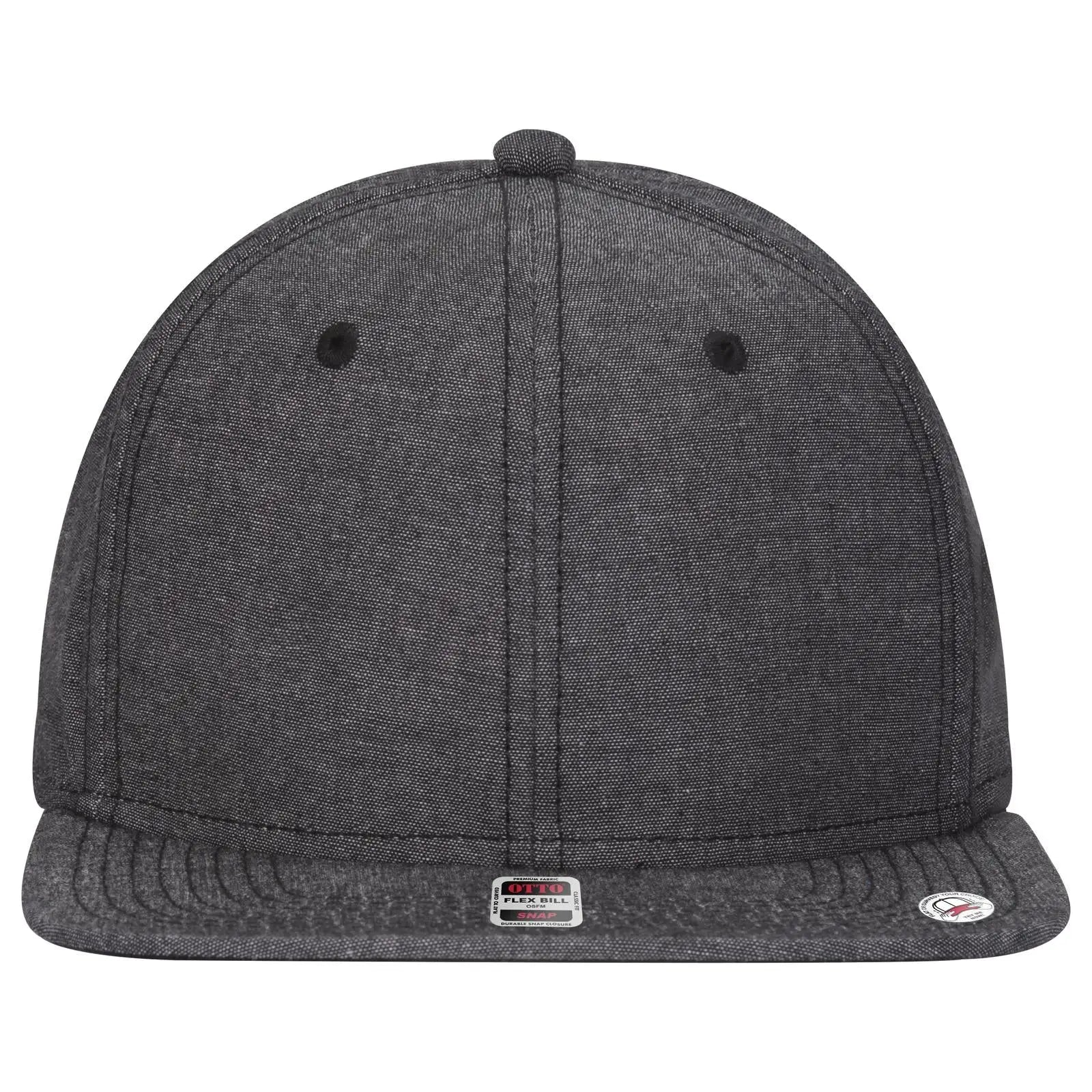 OTTO 125-1038 “Snap” 6 Panel Pro Style Snapback Cap - Black - Black / 6 1/2’’ - 7 5/8’’
