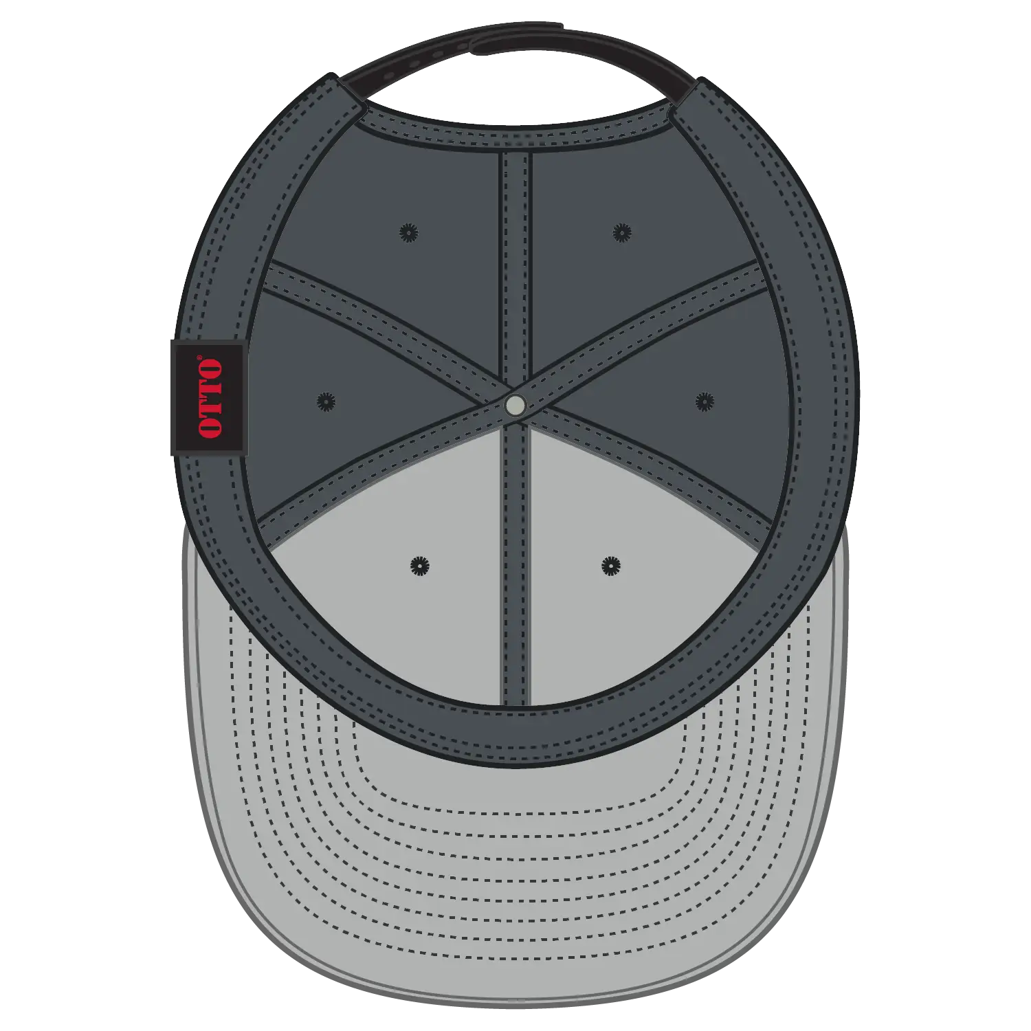 OTTO 125-1038 “Snap” 6 Panel Pro Style Snapback Cap - Blk/Ch.Gry/Ch.Gry - Blk/Ch.Gry/Ch.Gry / 6 1/2’’ - 7 5/8’’