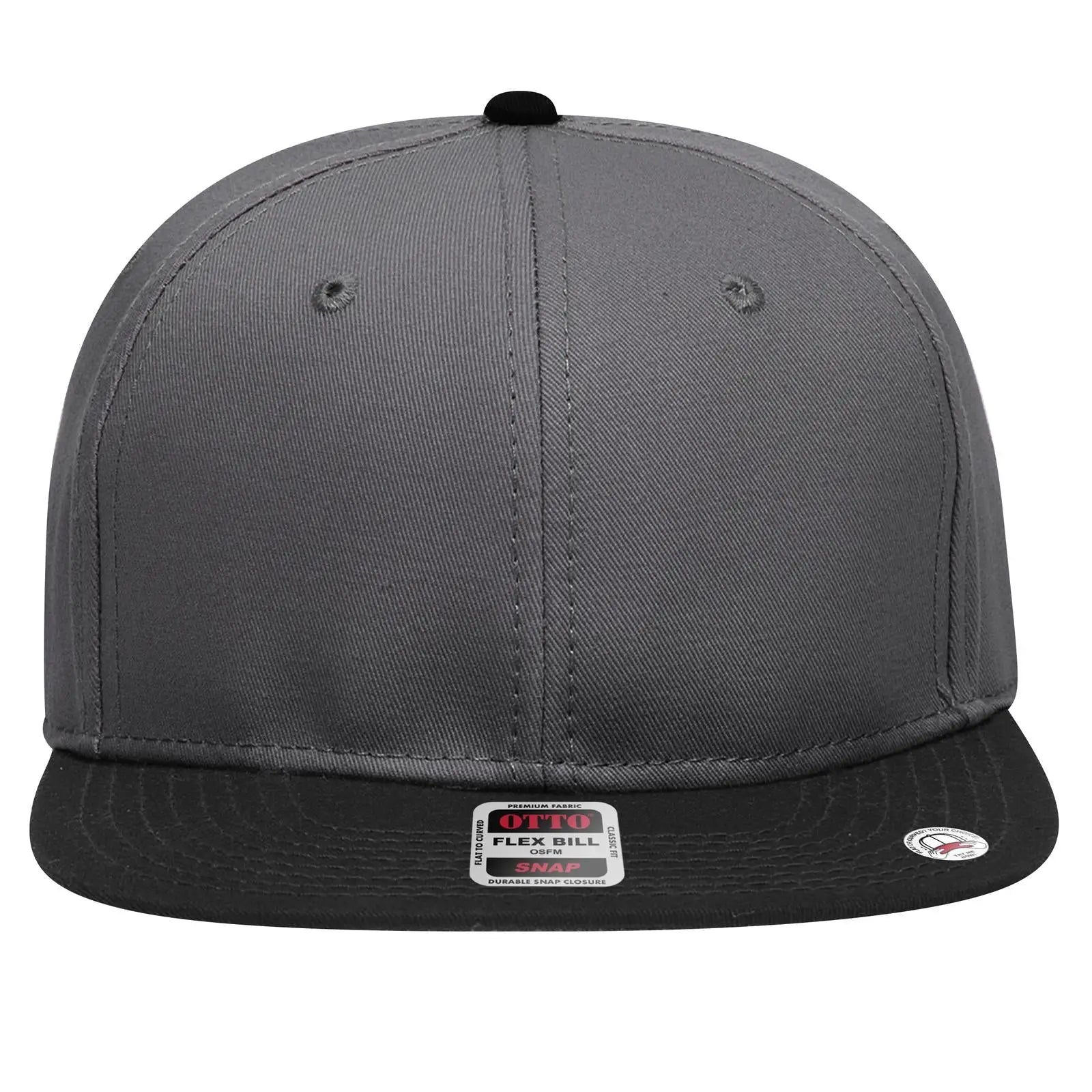 OTTO 125-1038 “Snap” 6 Panel Pro Style Snapback Cap - Blk/Ch.Gry/Ch.Gry - Blk/Ch.Gry/Ch.Gry / 6 1/2’’ - 7 5/8’’