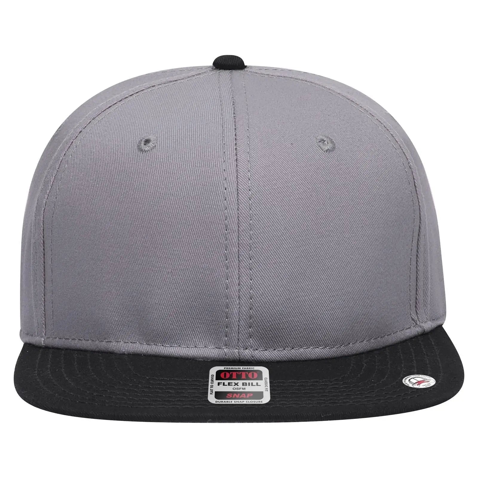 OTTO 125-1038 “Snap” 6 Panel Pro Style Snapback Cap - Blk/Gry/Gry