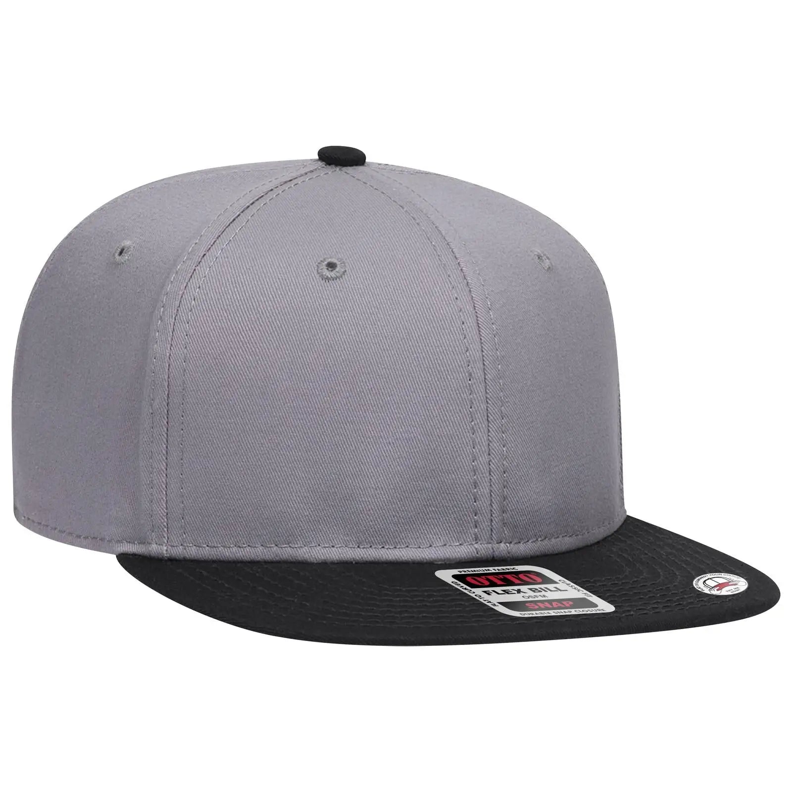 OTTO 125-1038 “Snap” 6 Panel Pro Style Snapback Cap - Blk/Gry/Gry