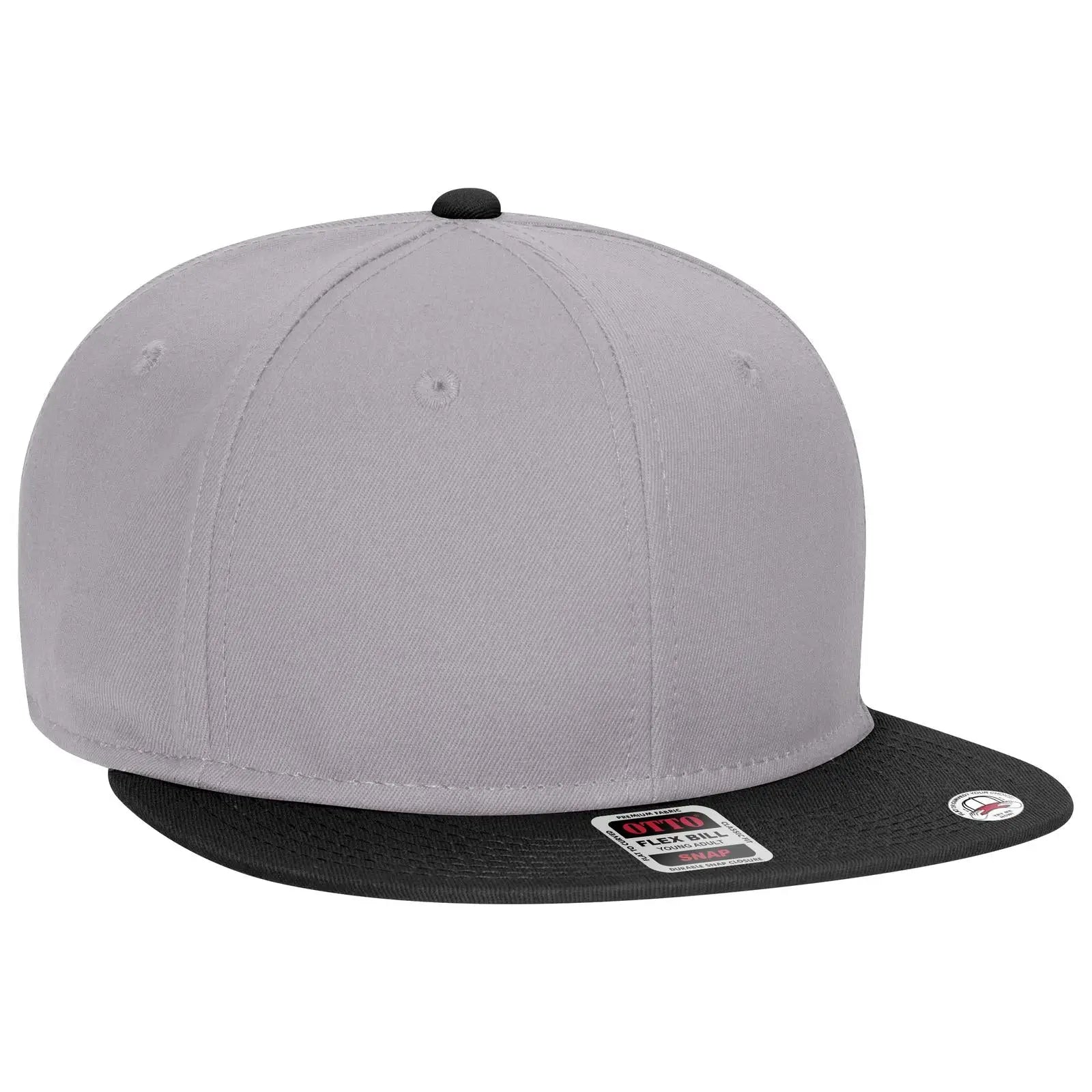 OTTO 125-1038 “Snap” 6 Panel Pro Style Snapback Cap - Blk/Gry/Gry