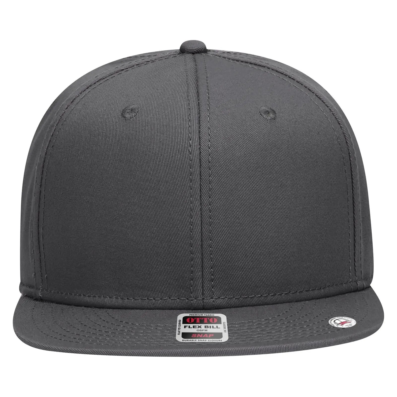 OTTO 125-1038 “Snap” 6 Panel Pro Style Snapback Cap - Char. Gray - Char. Gray / 6 1/2’’ - 7 5/8’’