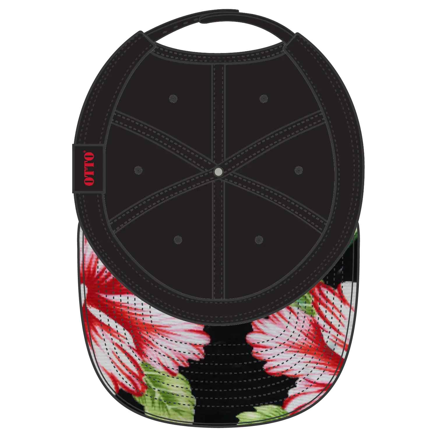 OTTO 125-1038 “Snap” 6 Panel Pro Style Snapback Cap - Design001/Blk/Blk - Design001/Blk/Blk / 6 1/2’’ - 7 5/8’’