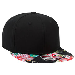 OTTO 125-1038 “Snap” 6 Panel Pro Style Snapback Cap - Design001/Blk/Blk - Design001/Blk/Blk / 6 1/2’’ - 7 5/8’’