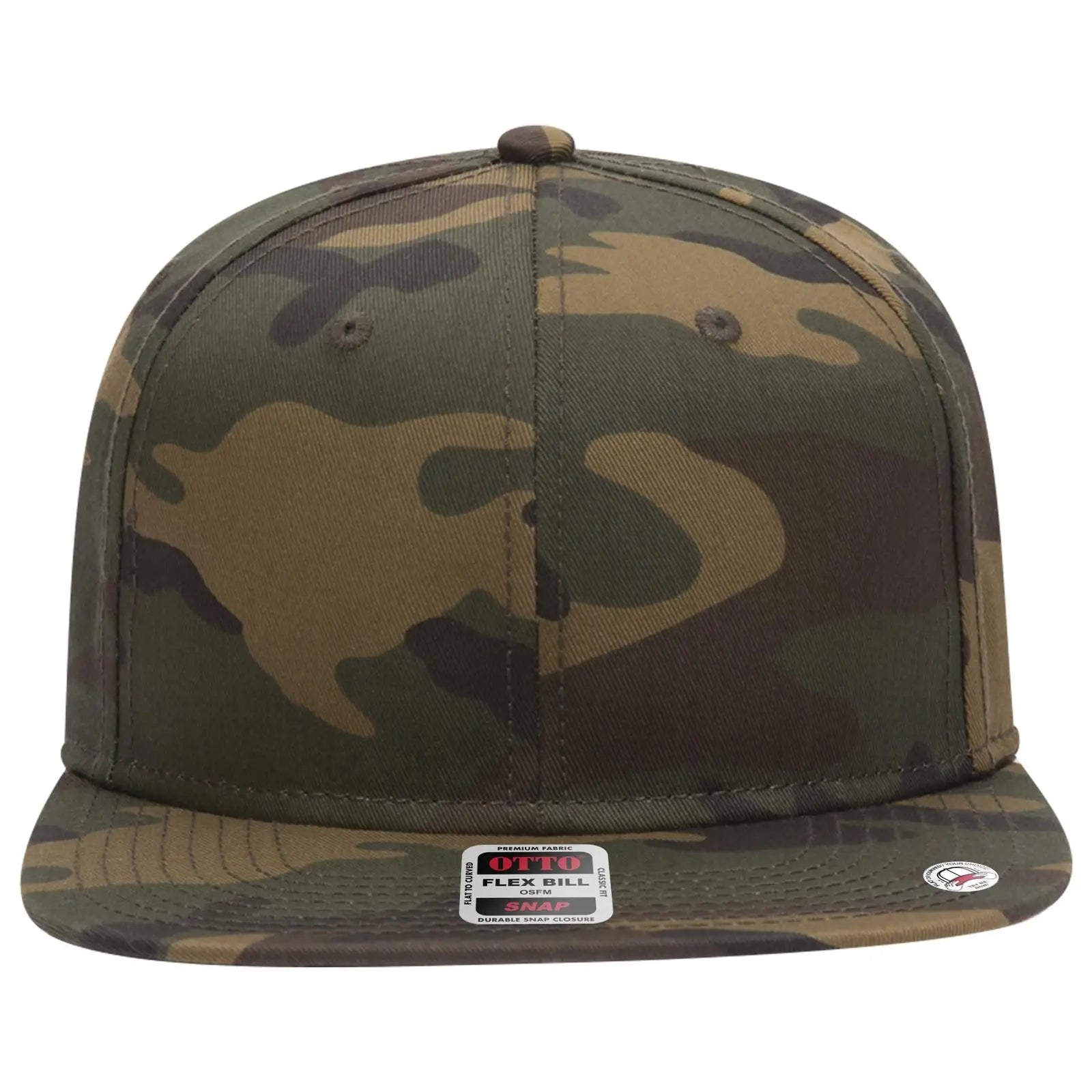OTTO 125-1038 “Snap” 6 Panel Pro Style Snapback Cap - Dk.Grn/Brn - Dk.Grn/Brn / 6 1/2’’ - 7 5/8’’