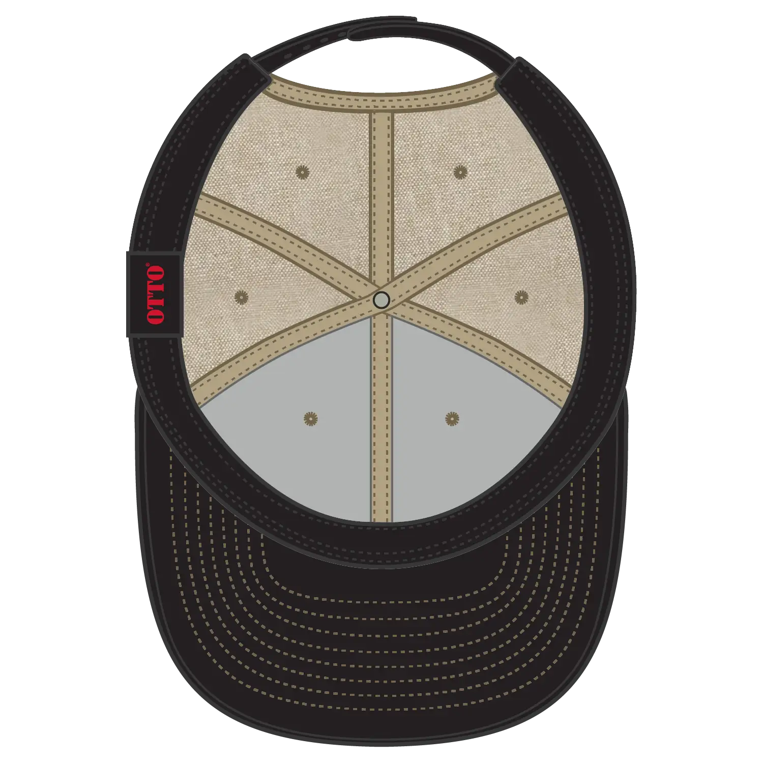 OTTO 125-1038 “Snap” 6 Panel Pro Style Snapback Cap - Khk - Khk / 6 1/2’’ - 7 5/8’’