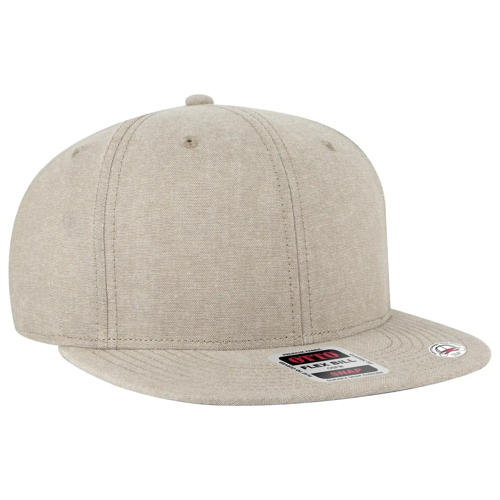 OTTO 125-1038 “Snap” 6 Panel Pro Style Snapback Cap - Khk - Khk / 6 1/2’’ - 7 5/8’’