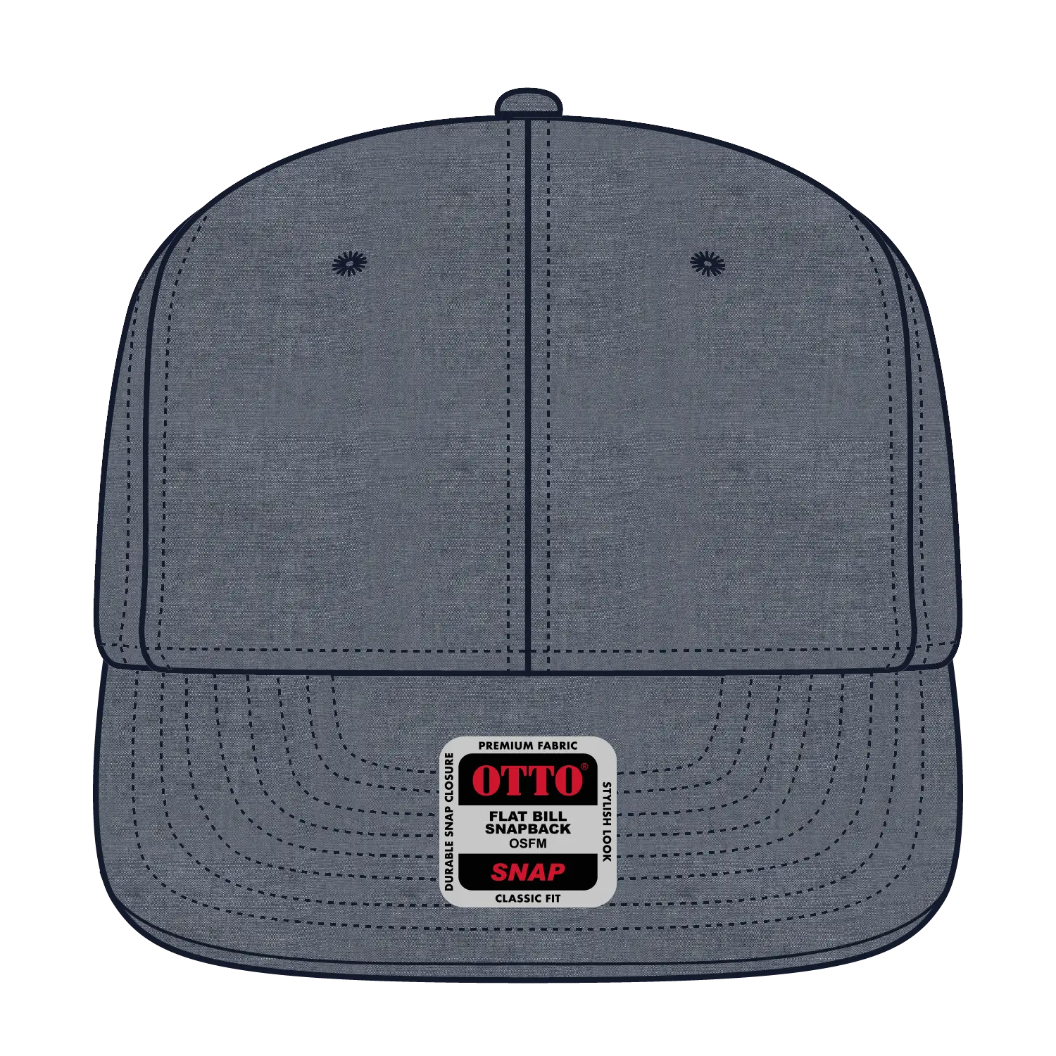 OTTO 125-1038 “Snap” 6 Panel Pro Style Snapback Cap - Navy - Navy / 6 1/2’’ - 7 5/8’’
