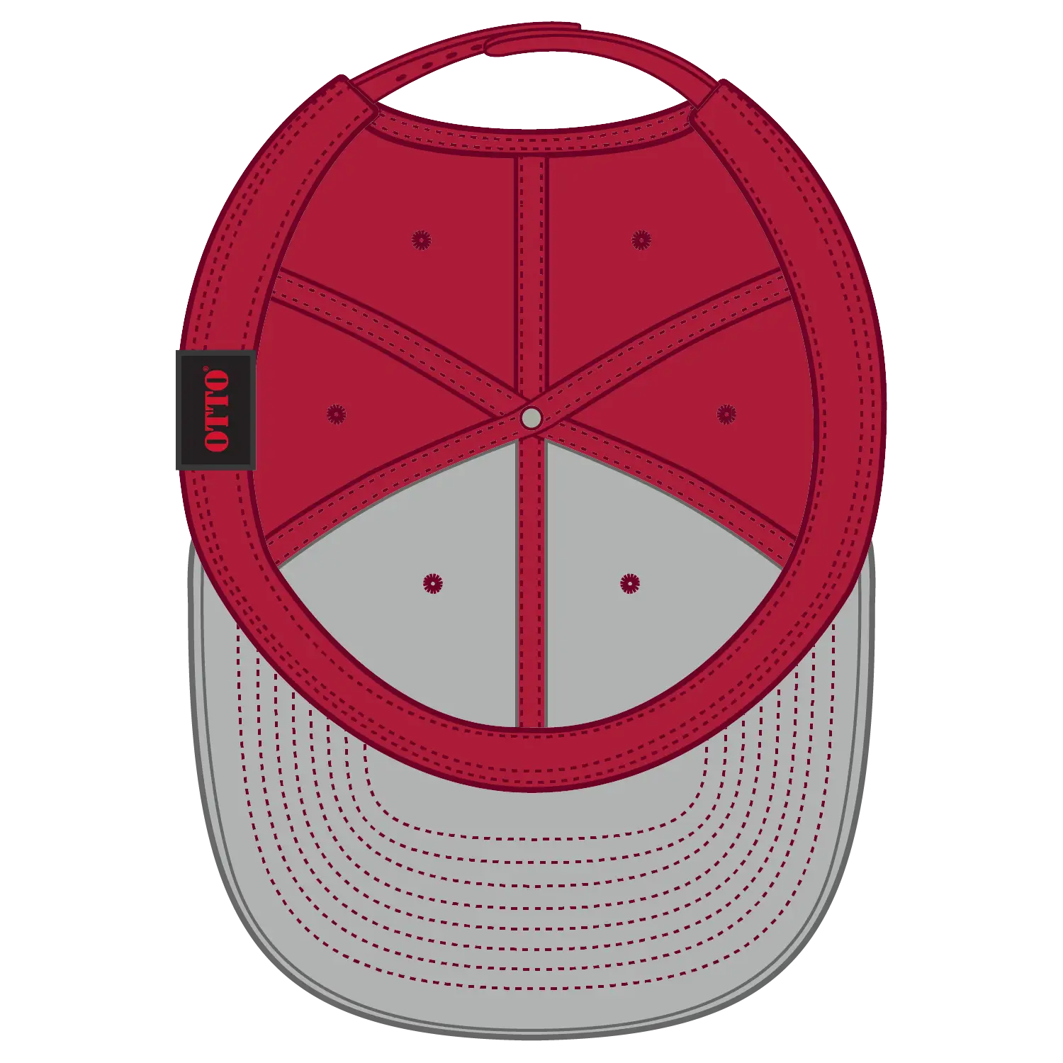 OTTO 125-1038 “Snap” 6 Panel Pro Style Snapback Cap - Red