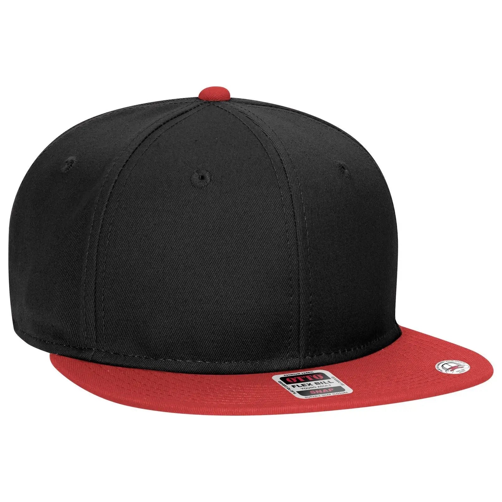 OTTO 125-1038 “Snap” 6 Panel Pro Style Snapback Cap - Red/Blk/Blk