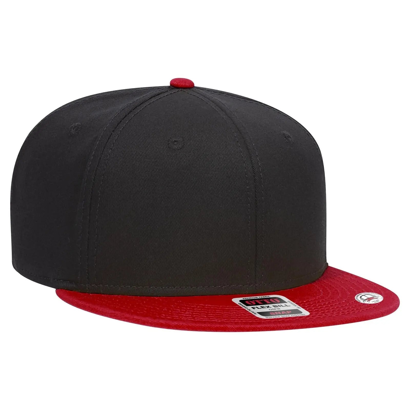 OTTO 125-1038 “Snap” 6 Panel Pro Style Snapback Cap - Red/Blk/Blk