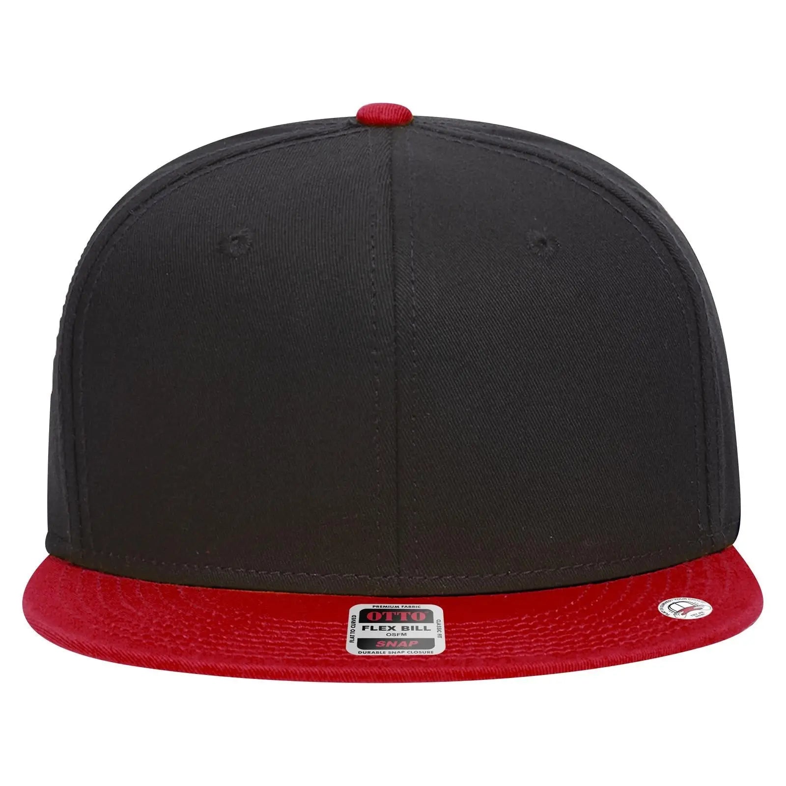 OTTO 125-1038 “Snap” 6 Panel Pro Style Snapback Cap - Red/Blk/Blk