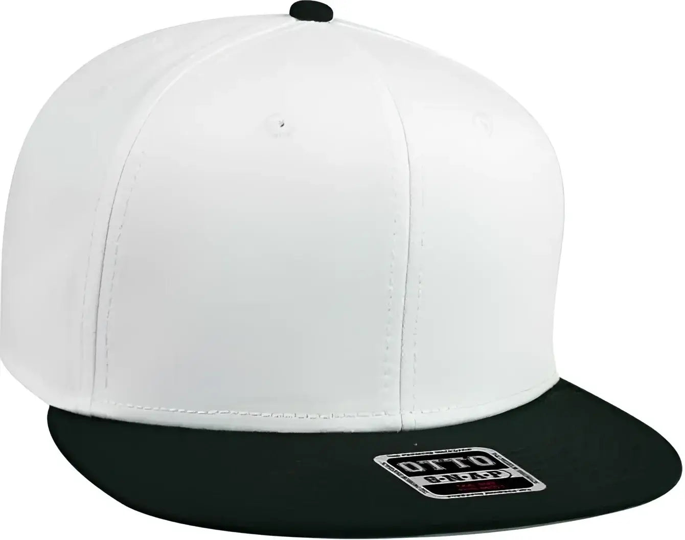 OTTO 125-1038 Superior Cotton Twill Flat Visor Snapback Pro Style Cap - Black White White - Black White / One Size Fits